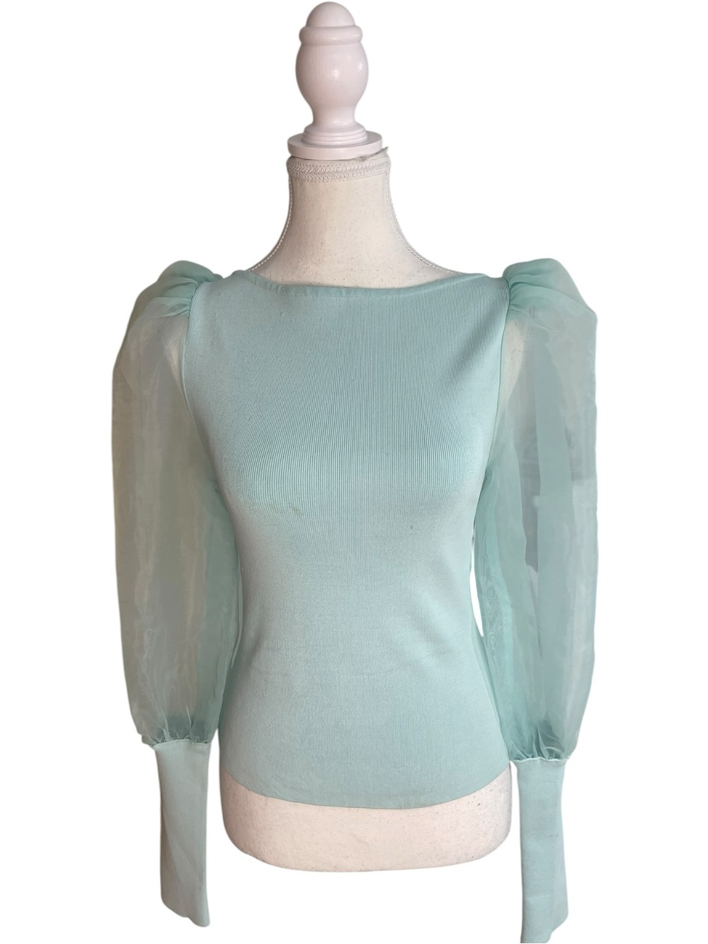 Alice + Olivia Abella Balloon Sleeve Sweater Blue